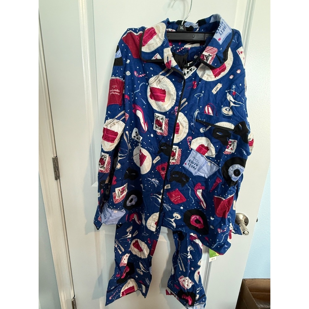 Kate Spade PARTY THEMED XL BLUE " Dream A Little Dream" Flannel Pajama Set